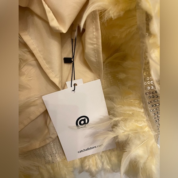 Lilliana Champagne Feather Tassel Sequin Mini Dress - Picture 4 of 6